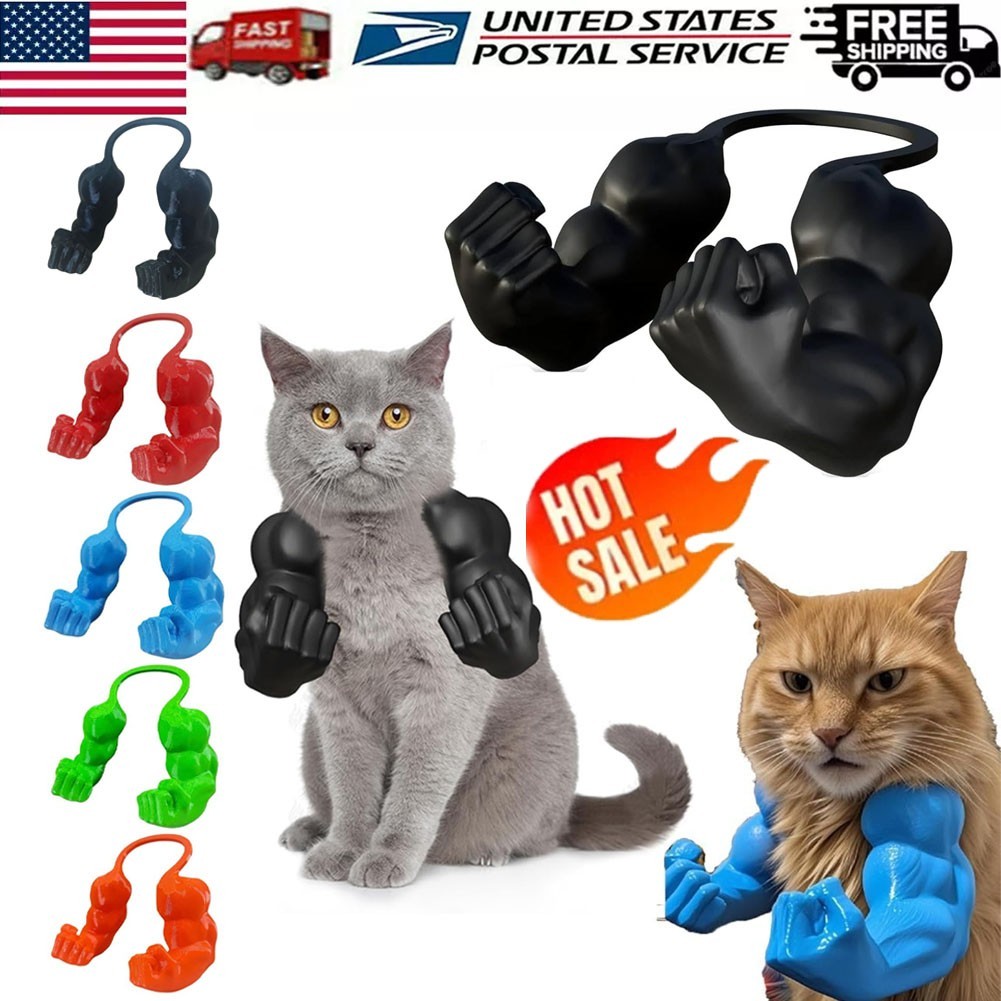 Cat Funny Arms Muscle Pet Props Strong Arm 3D Printed Muscular Cat Accessory