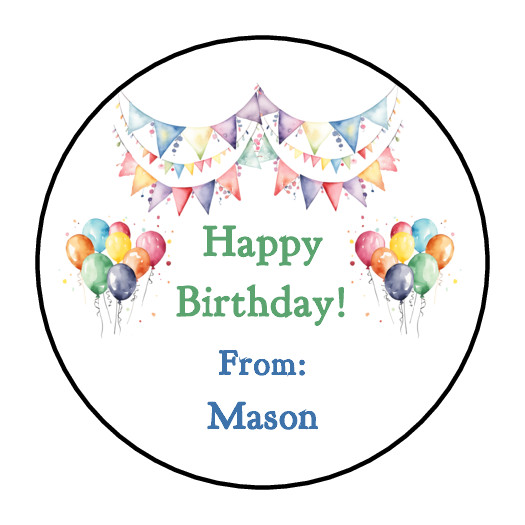 Personalized Happy birthday stickers, gift labels, tags, envelope seals