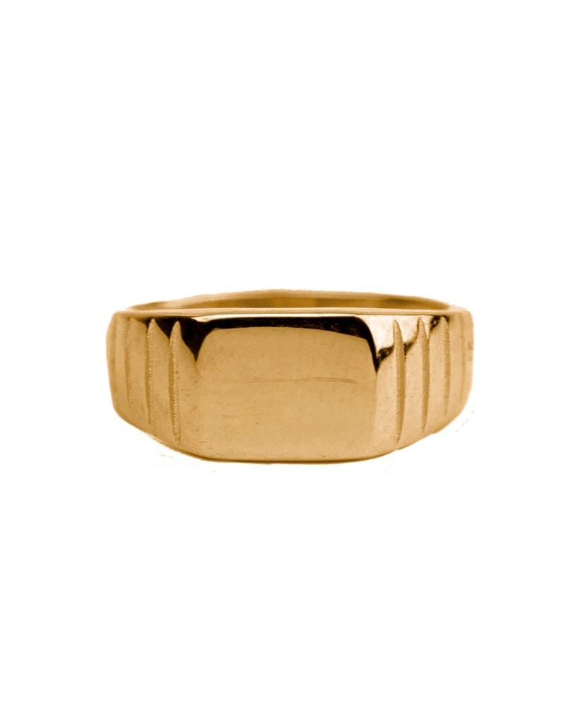 Custom Gold Plated Signet Ring | Engraved Initial Ring | Personalized Gift Men