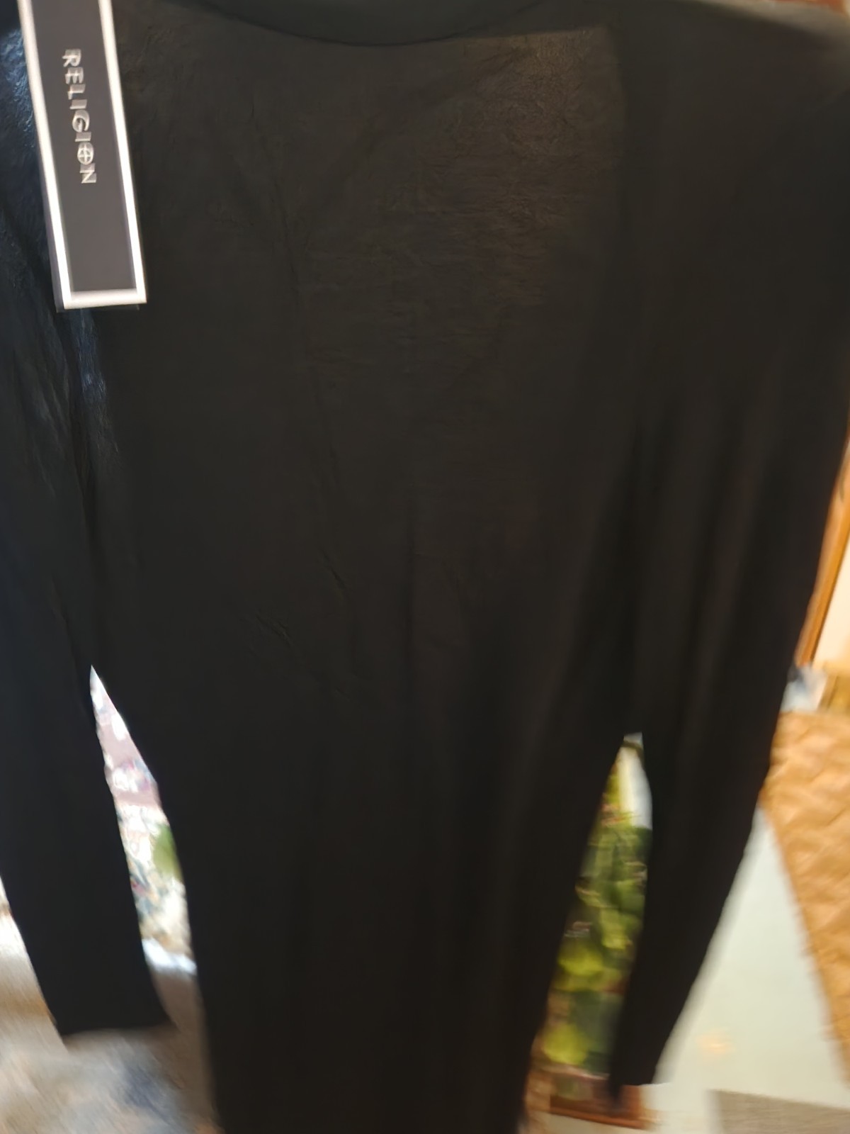 Religion Elegant Black Dress with Beaded Open Back