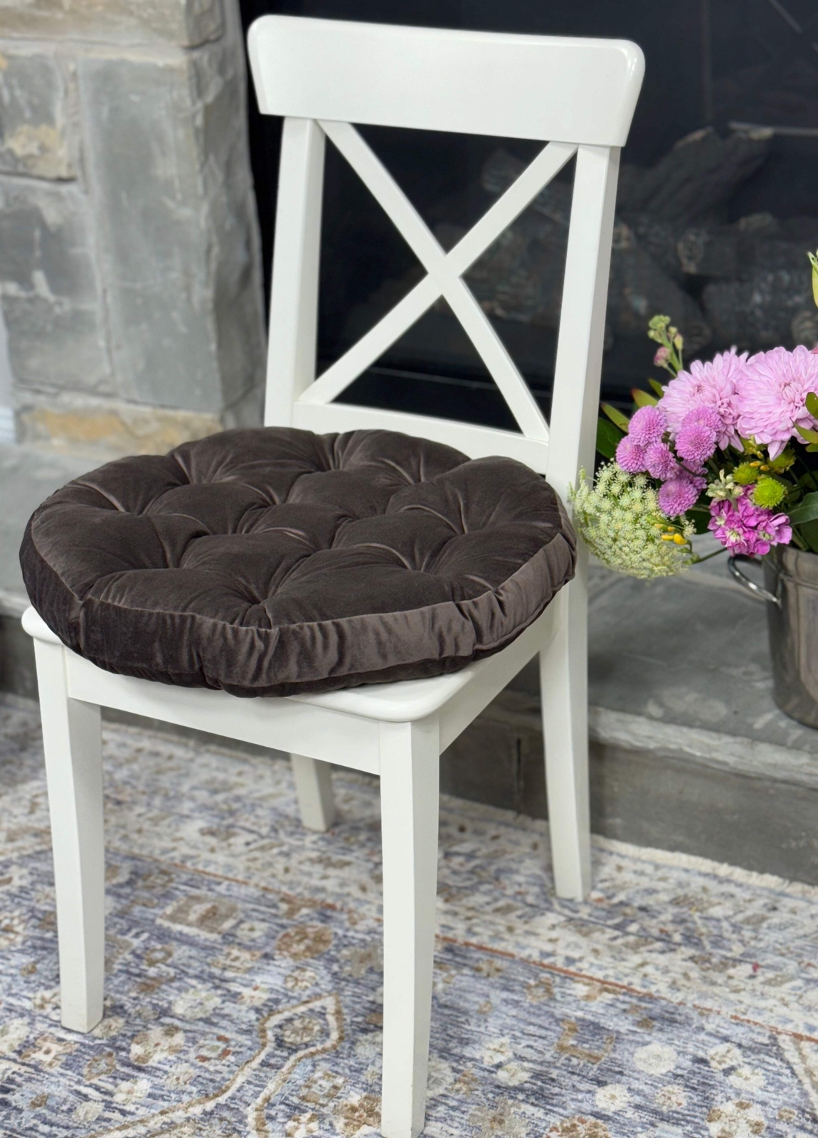 Round Chair Pads, Velour Seat Cushion, Gift for Home, Soft Cushions, Cozy Access