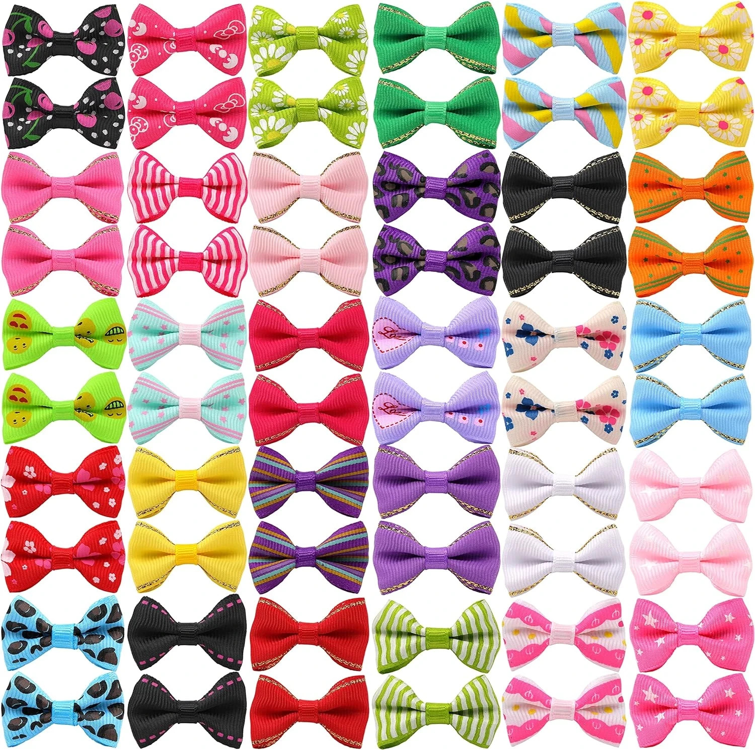 Dog Hair Bows 60PCS Small Puppy Bowknot Grooming Clips Accessories