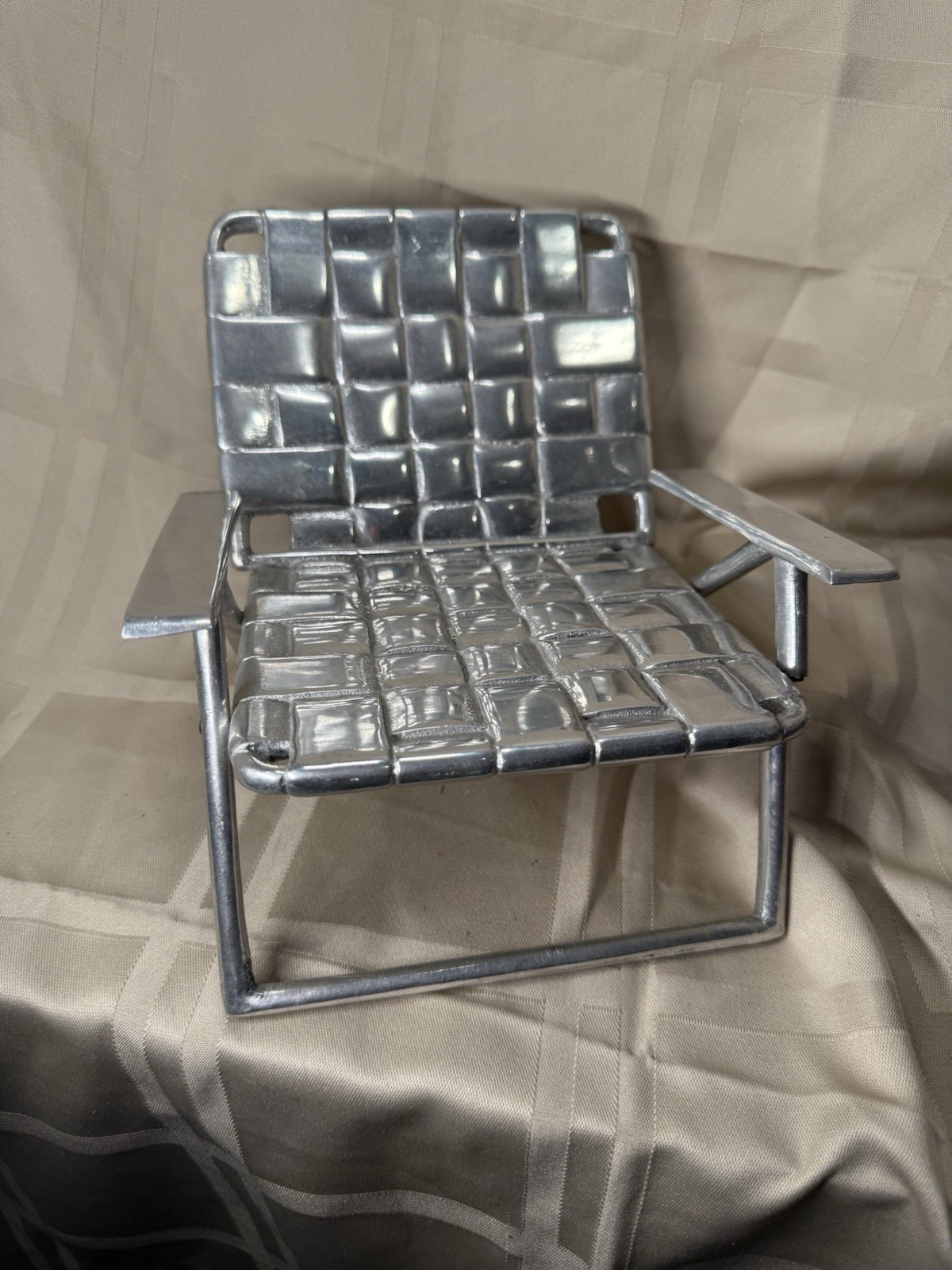 Whimsical Mariposa 7" Beach Chair Cocktail Napkin Holder Silver Tone Aluminum