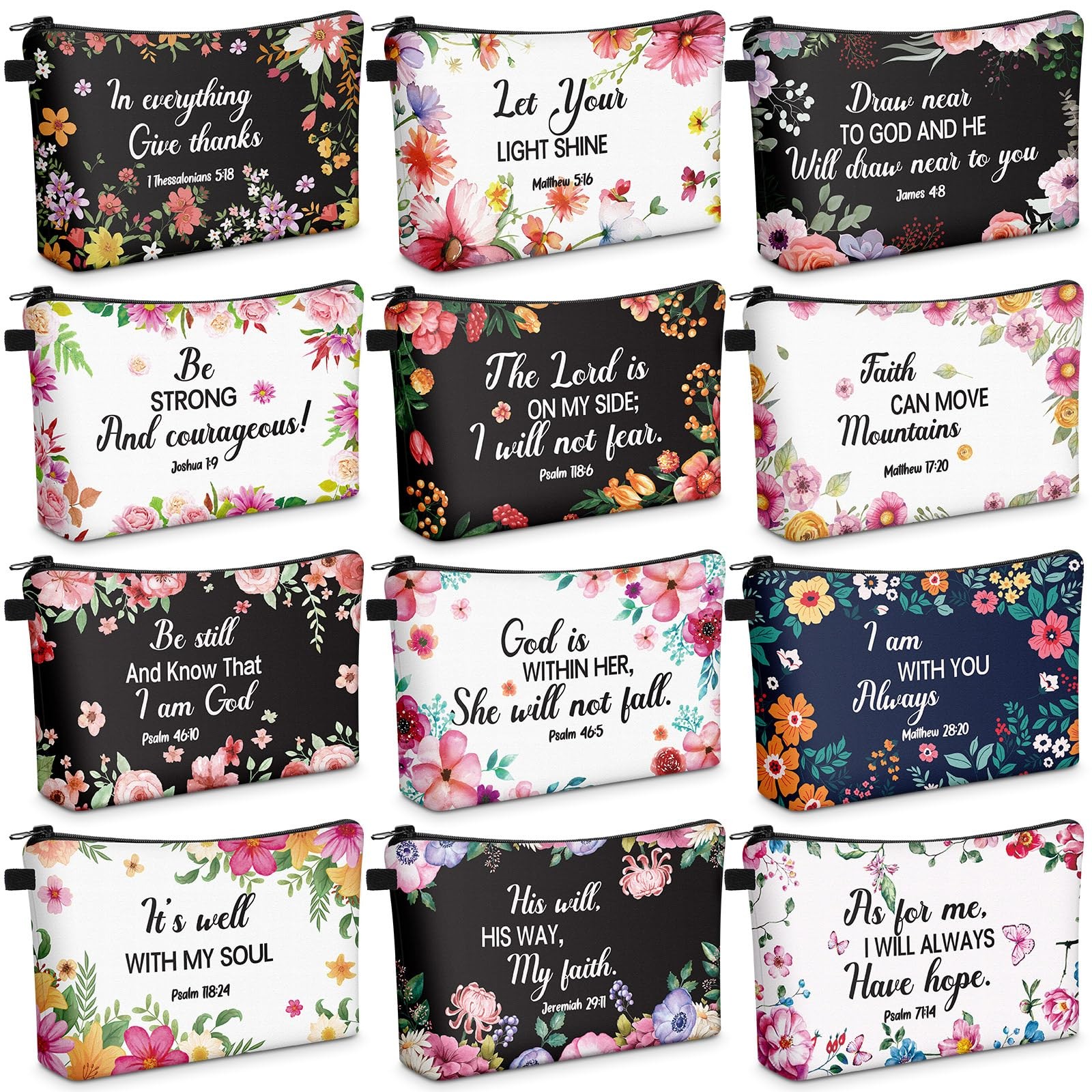 12 Pcs Inspirational Christian Gifts Religious Makeup Bags Bulk for Women New
