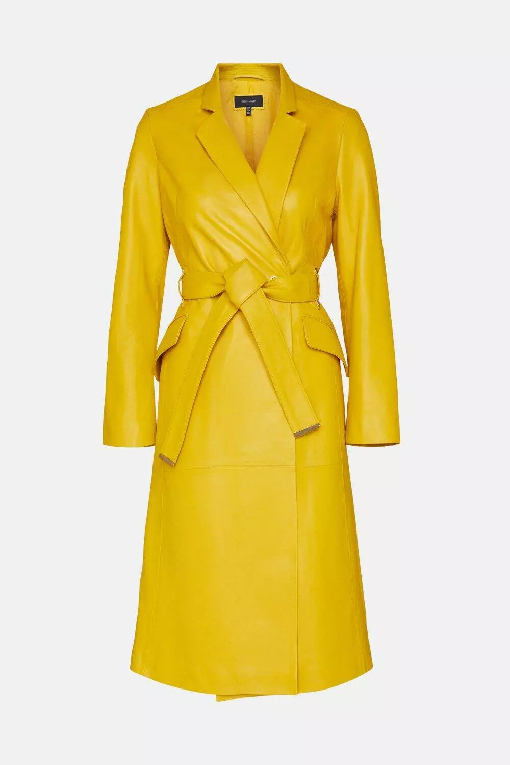 Women Leather Long Winter Yellow Party Lambskin Designer Trench Coat Stylish