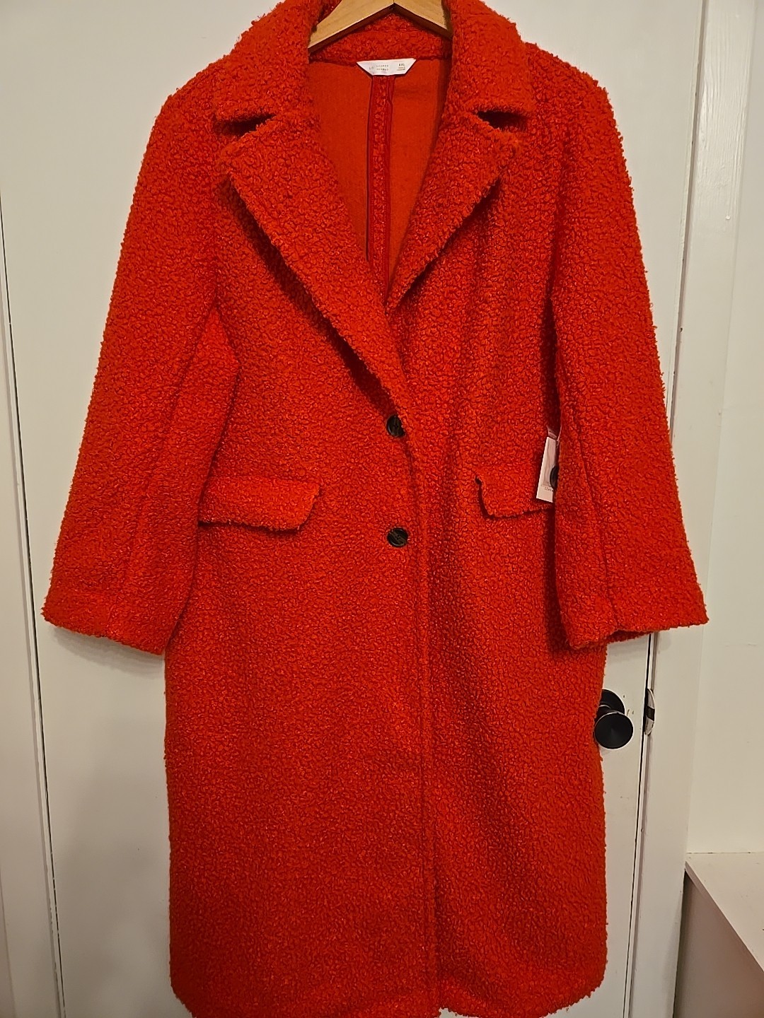 Lauren Conrad Womens Faux Fur Long Overcoat Orange NWT Sophisticated Stylish 