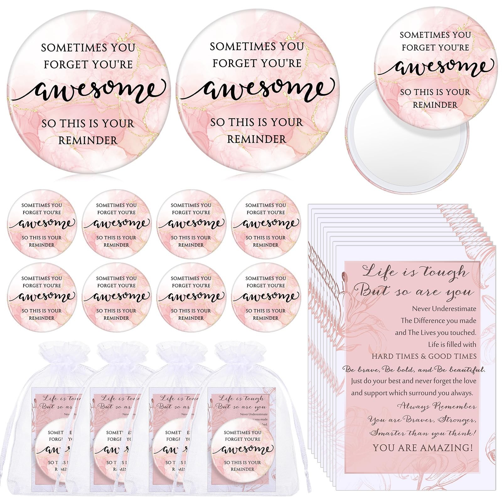 50 Set Inspirational Compact Mirror Bulk Christmas Appreciation Gift for Wome...