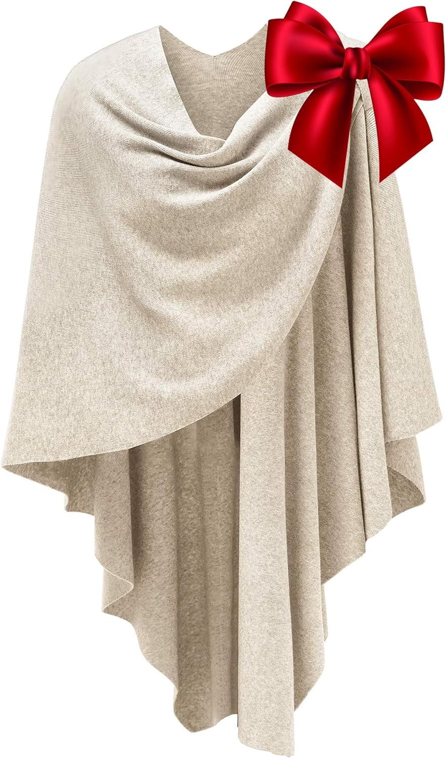 Women Shawl Wraps Cross Front Elegant Poncho Cape Dress Barley Twist Gifts Box