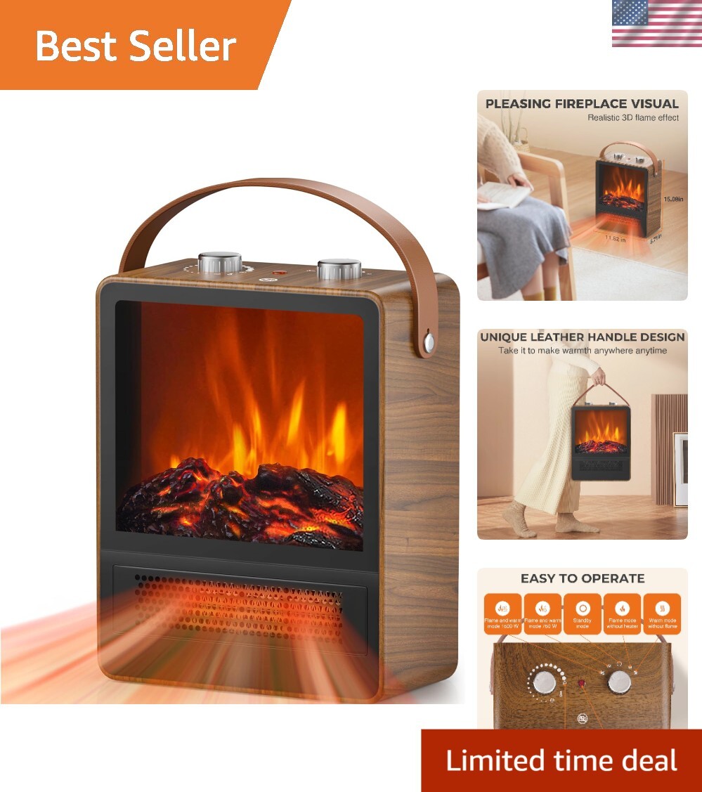 Efficient Electric Fireplace Heater: 3D Flame & Safety Features for Cozy Living