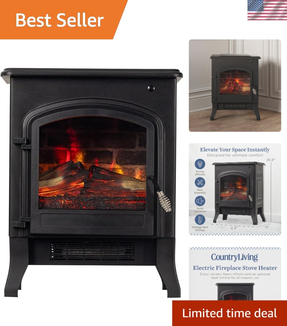 Cozy 18 Inch Freestanding Infrared Fireplace with Remote Control & 3-Sided View