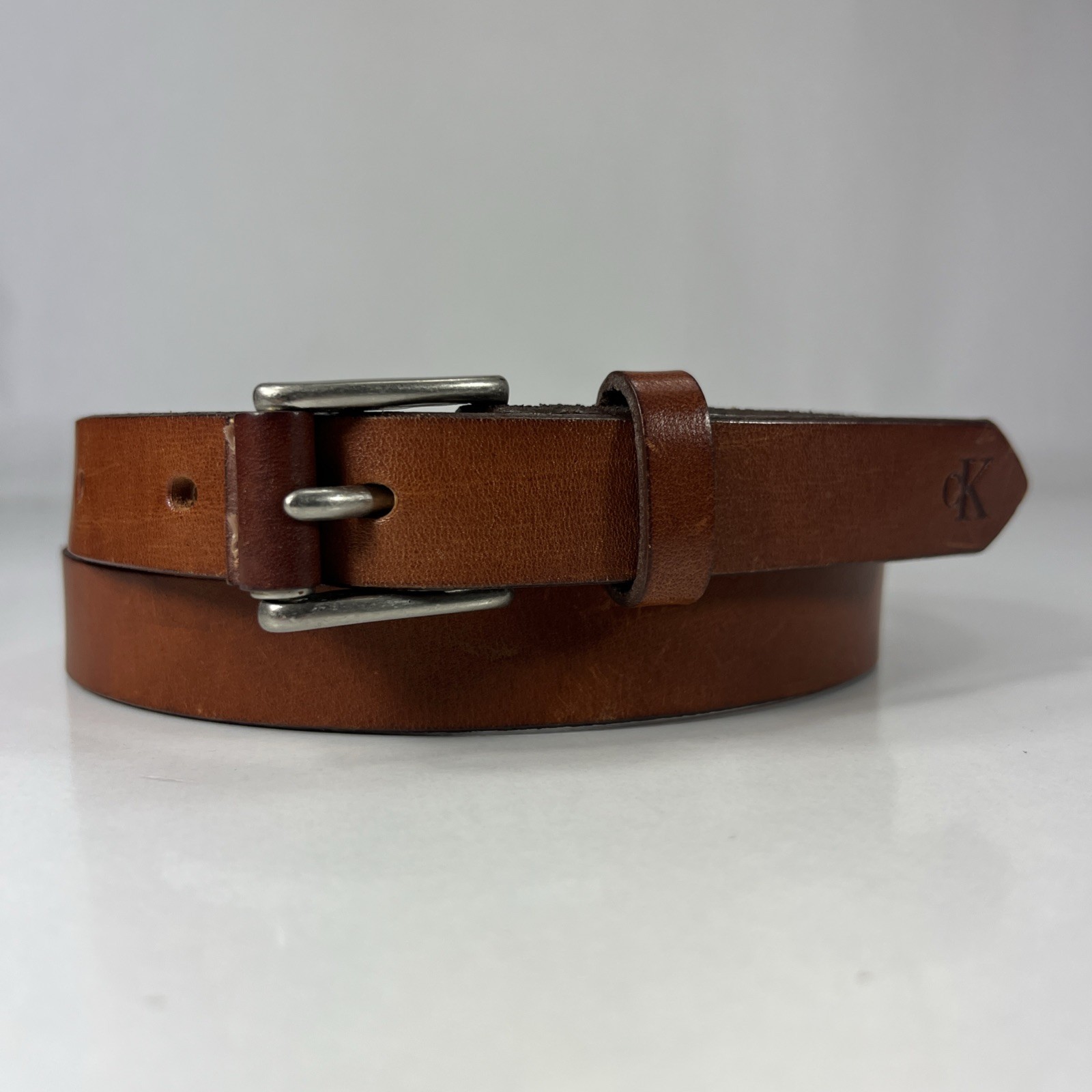 Calvin Klein Brown Italian Saddle Leather Belt - Made in USA - Women's Size 28