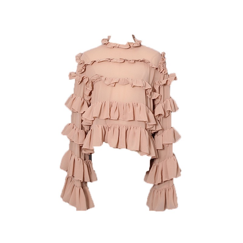 Autumn 2025 New Women's Fashion Casual Style Ruffled Shirt Loose T-Shirt Tops