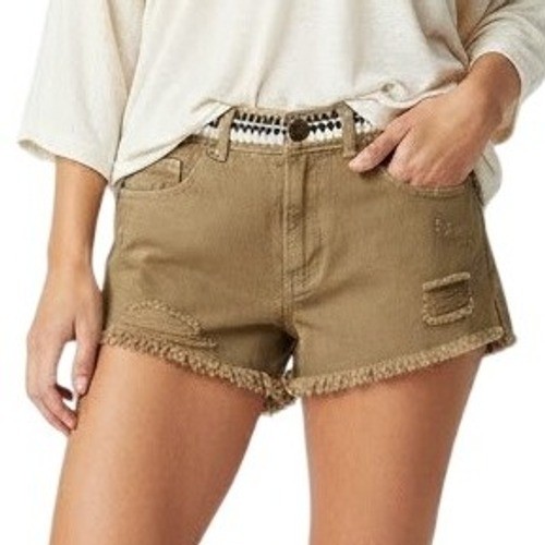 PS Erin Wasson Khaki Fringe Distressed Cotton Pants Womens Casual Style Denim 28