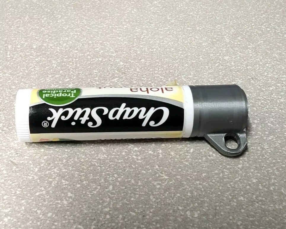 2x Chapstick Keychain Cap Keyring W/Ring Cool Gadget Lip Balm SILVER COLOR