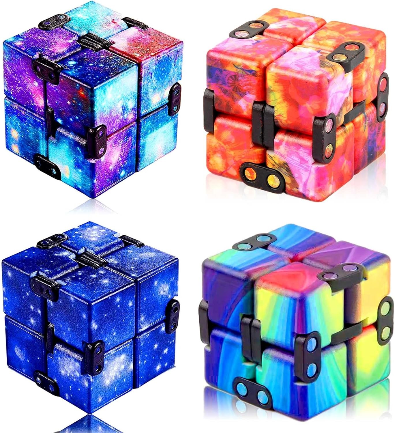 4 Pack Infinity Cube Fidget Toy, Fidgeting Game for Adults, Cool Mini Gadget Bes