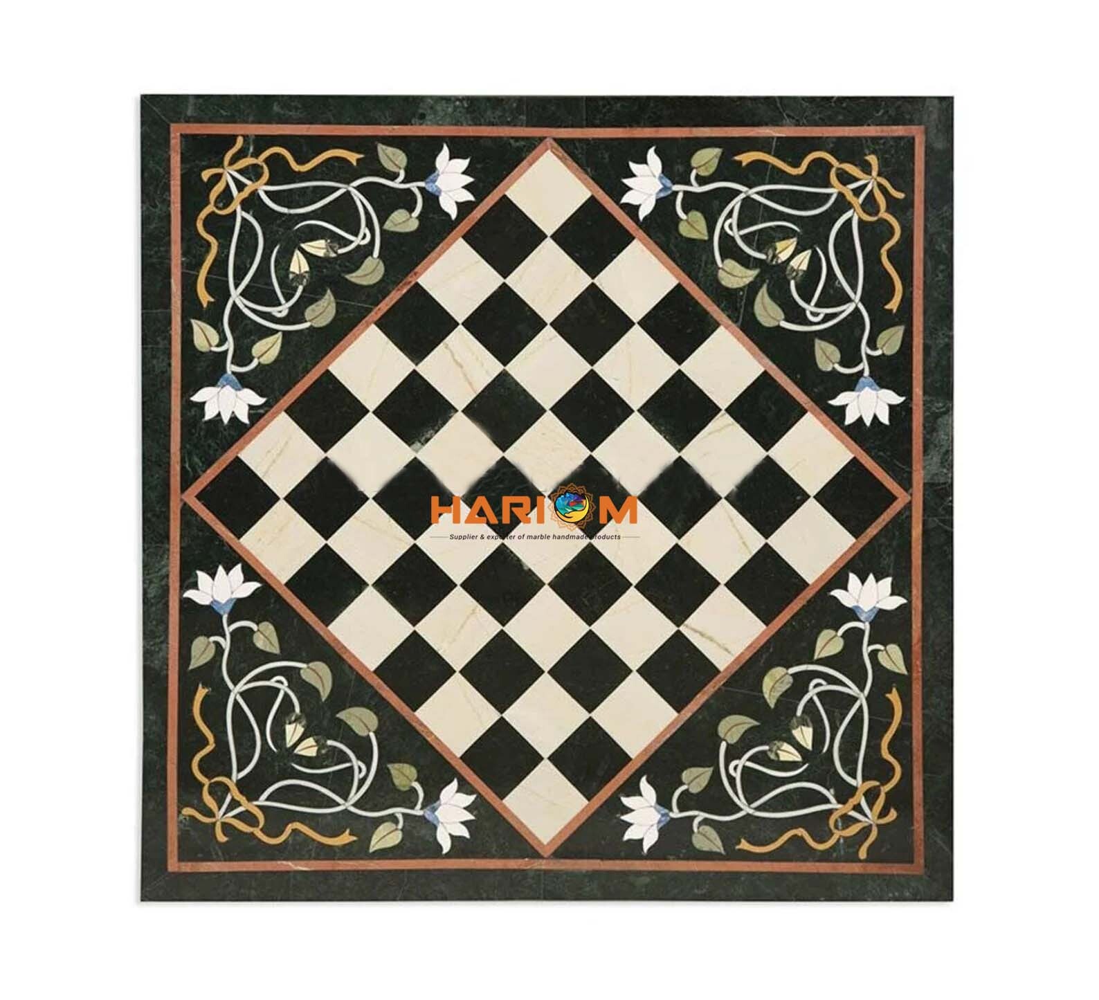 12" Black Marble Stone Mosaic Designer Art Home Decor Study Room Decor Table Top