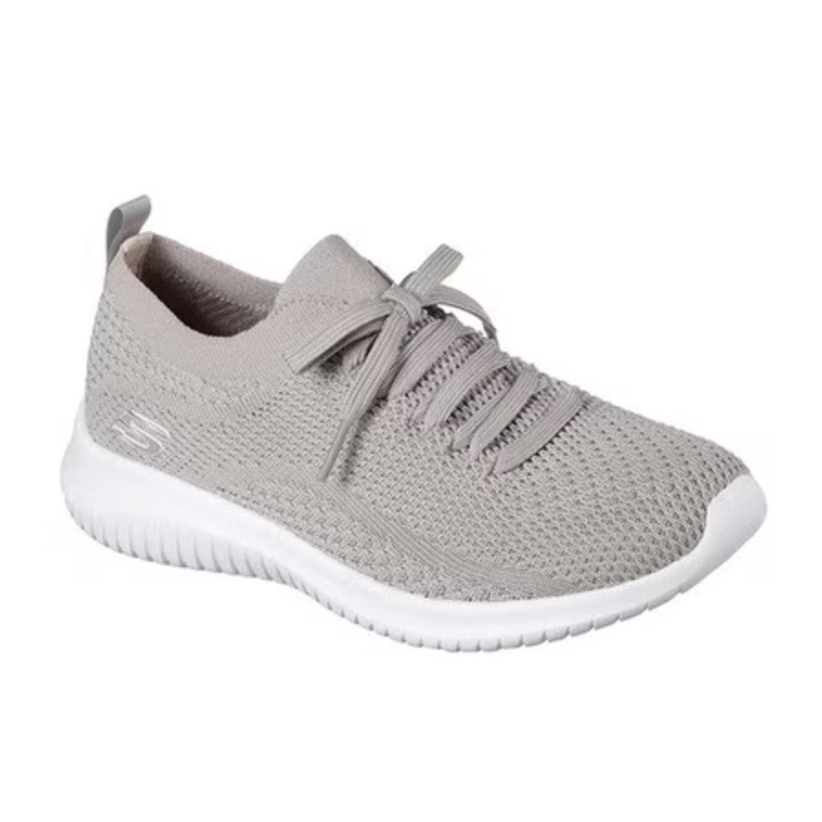 Skechers Ultra Flex Statement Sneakers Knit Lace-Up Taupe Lightweight 8