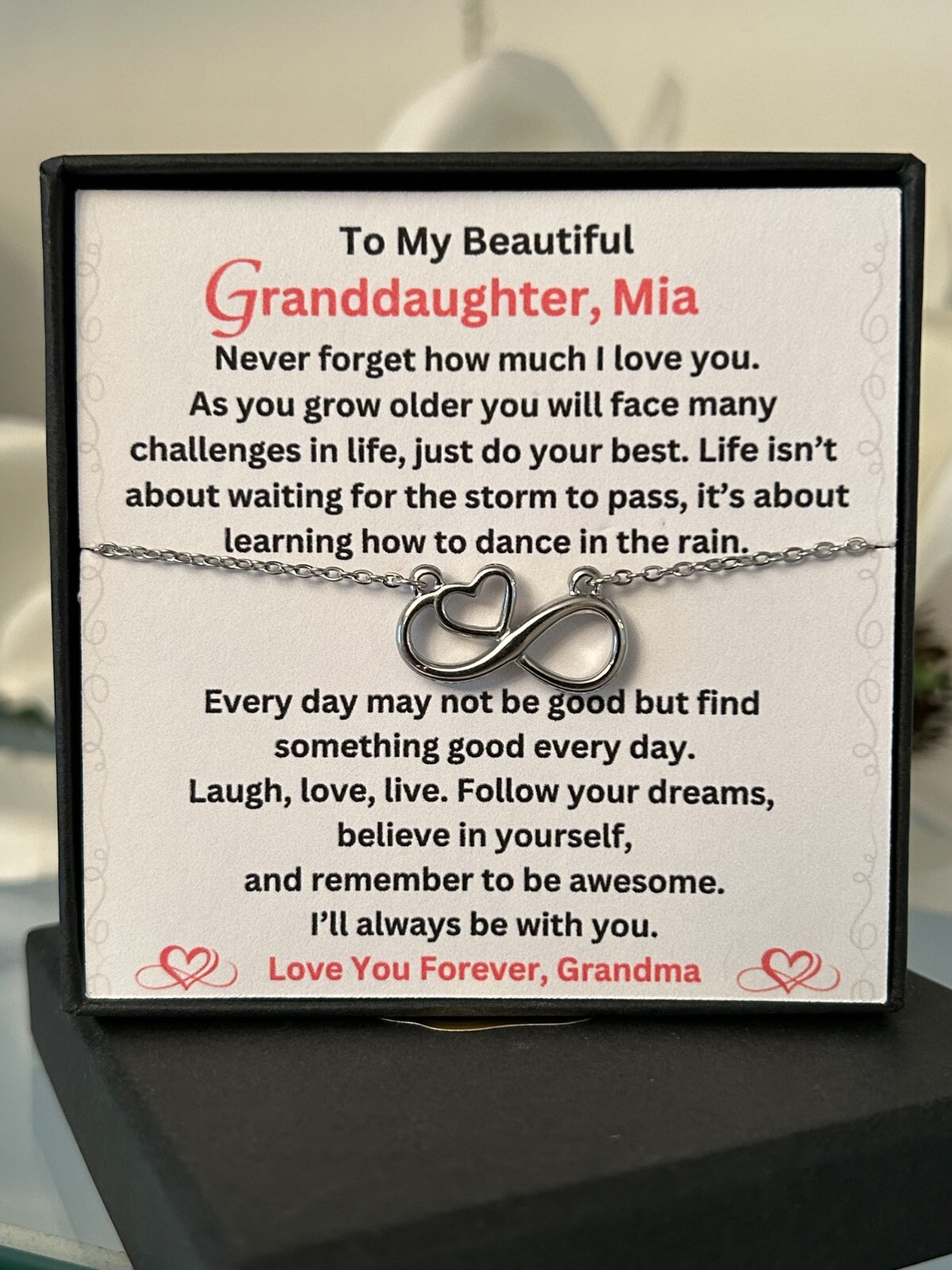 Personalized Gift to Granddaughter from Grandmother Silver Heart Chain Necklace