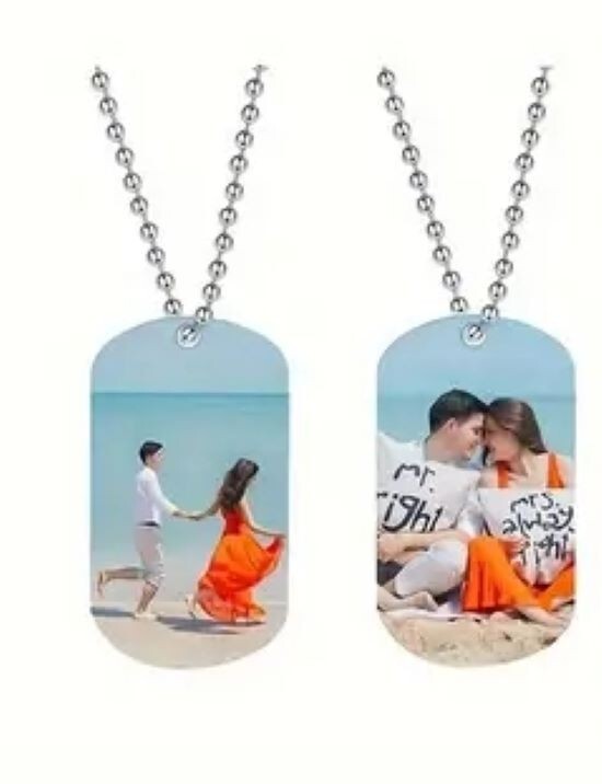 Personalized Custom Photo Necklace Pendant Dog Tag Picture Double Sided Gift