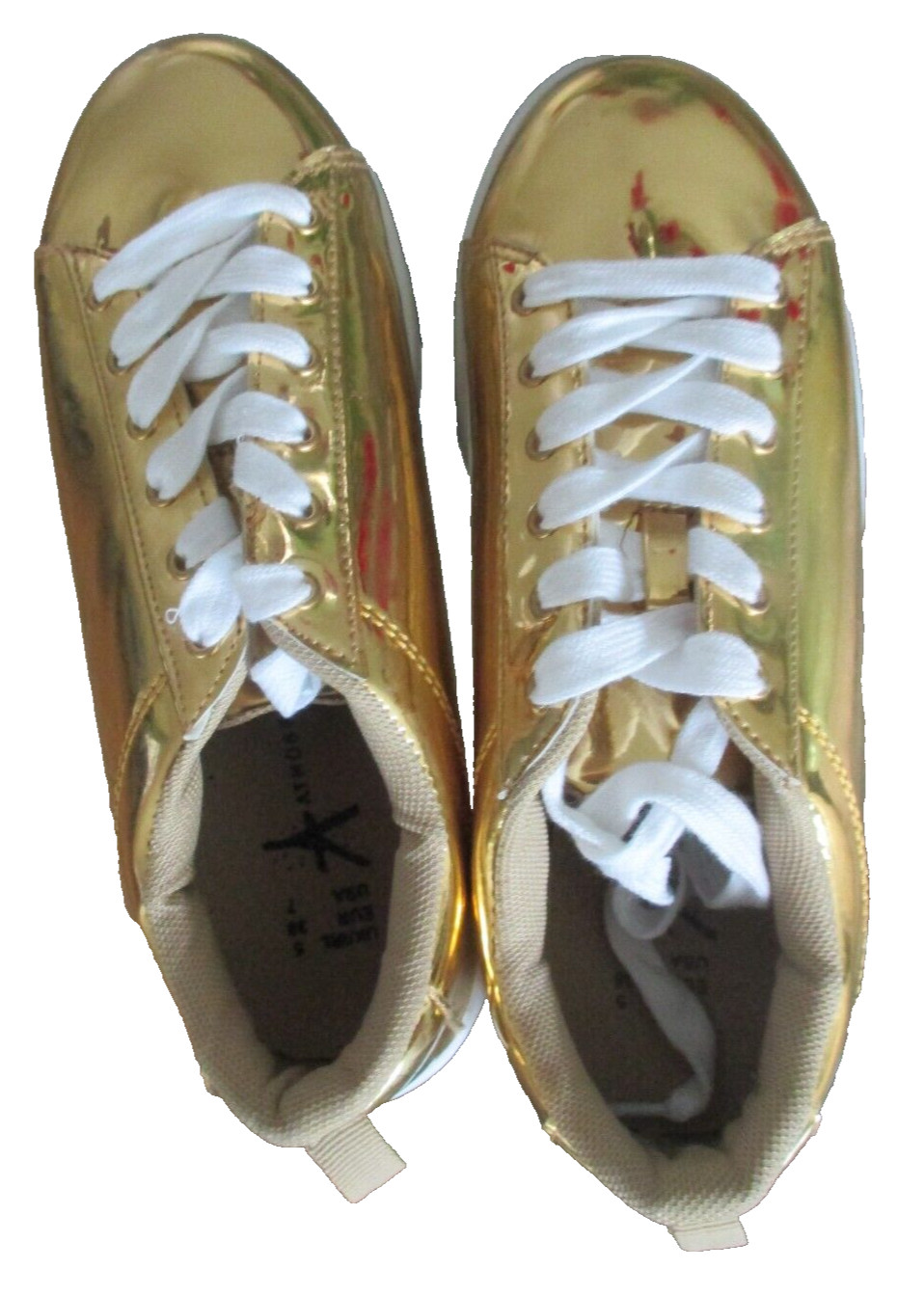 Metallic Gold Stylish Sneakers "Atmosphere" US Size 7 Never Worn Statement Maker