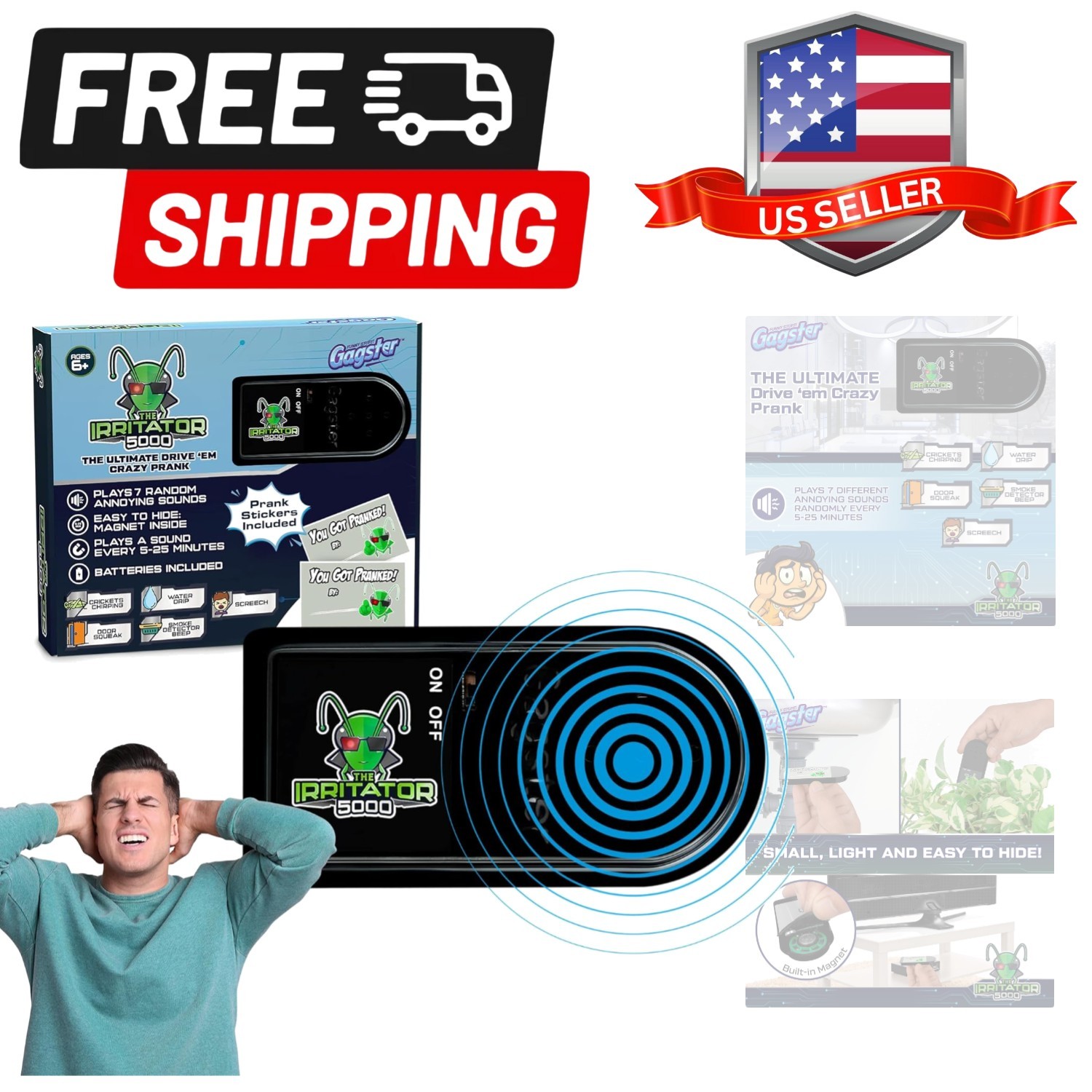 Hidden Prank Device Irritator 5000 - 7 Sound Effects for Endless Fun & Laughter