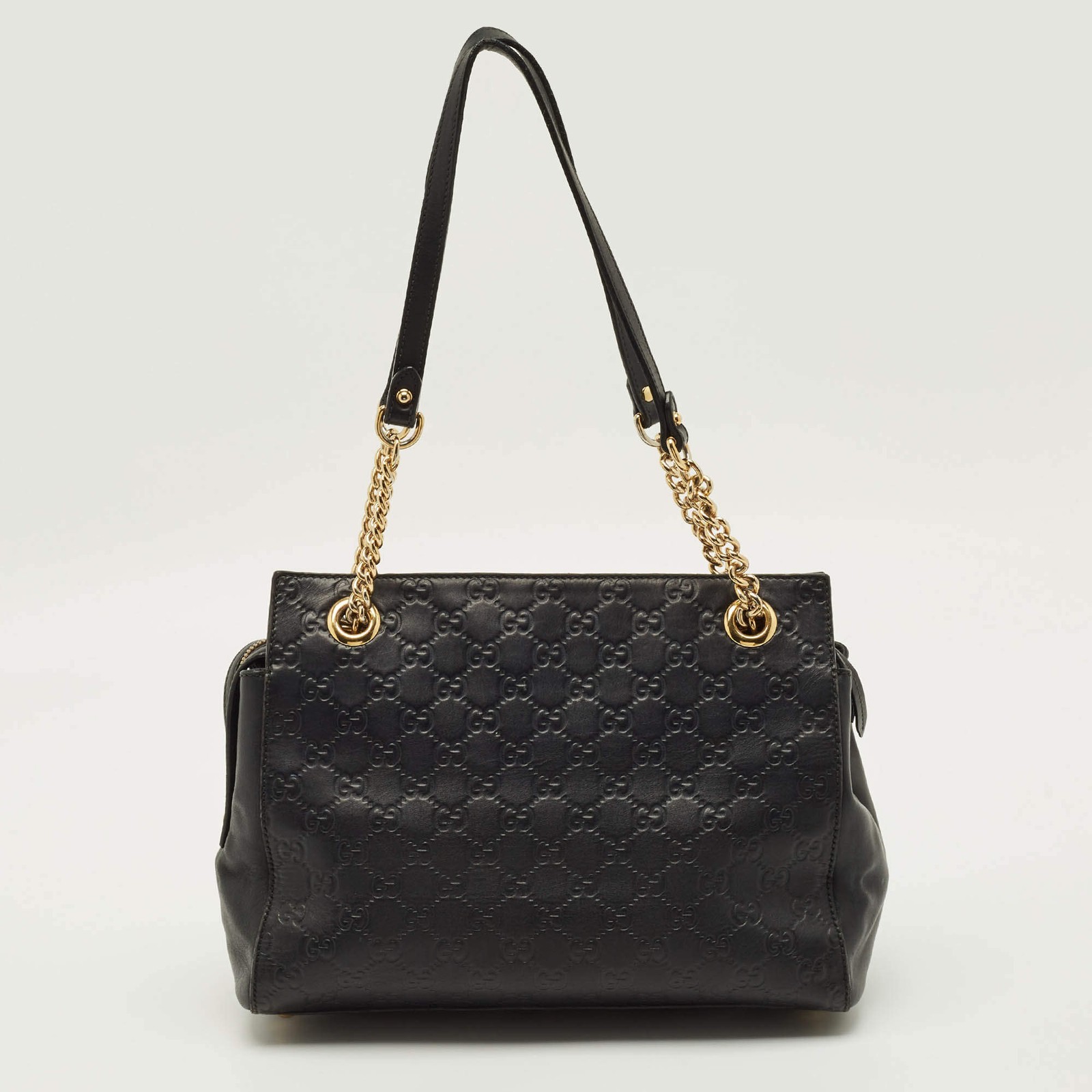 Gucci Chain Black Guccissima Leather Tote