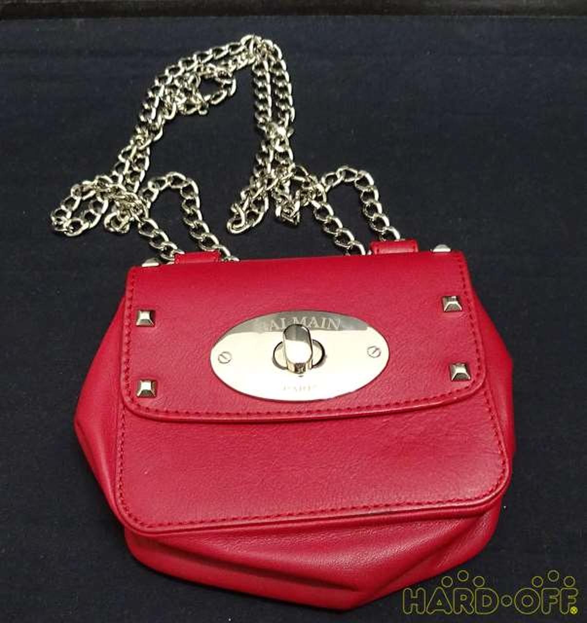 BALMAIN Shoulder Bag Leather Black Used with Dust Bag