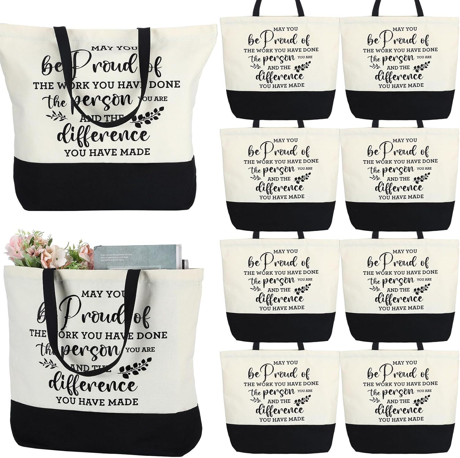 10 Pcs Thank You Gift for Coworker Inspirational Tote Canvas Bag Coworker... 
