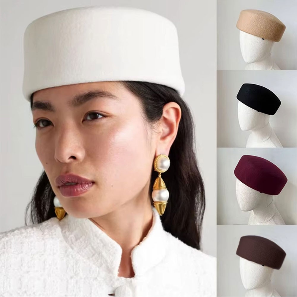 Wool Beret Hat For Women Winter Warm Fashion Headwear Casual Style Pillbox Cap