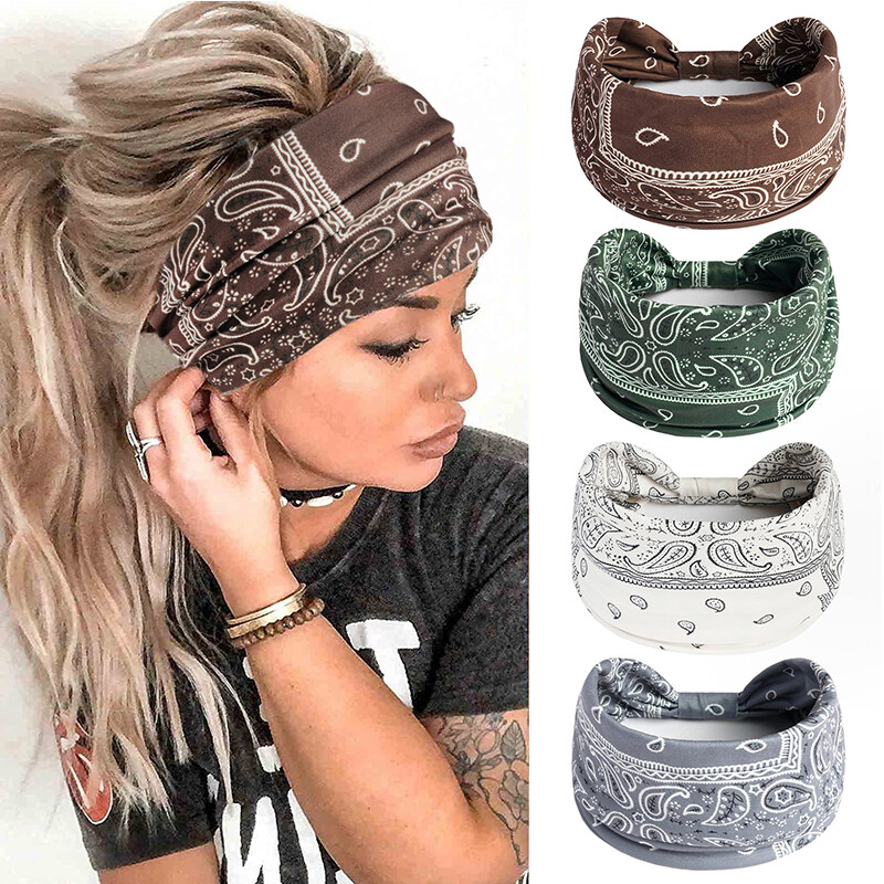 Hair Accessories Pot Dot Knot Elastic Turban Headwrap Paisley Stretch Hairbands✔