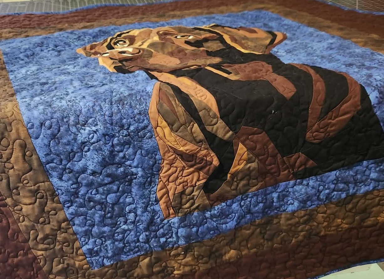 Labrador retriever /Dog  hand made Lap throw Baby quilt 45x 47  Unique gift  