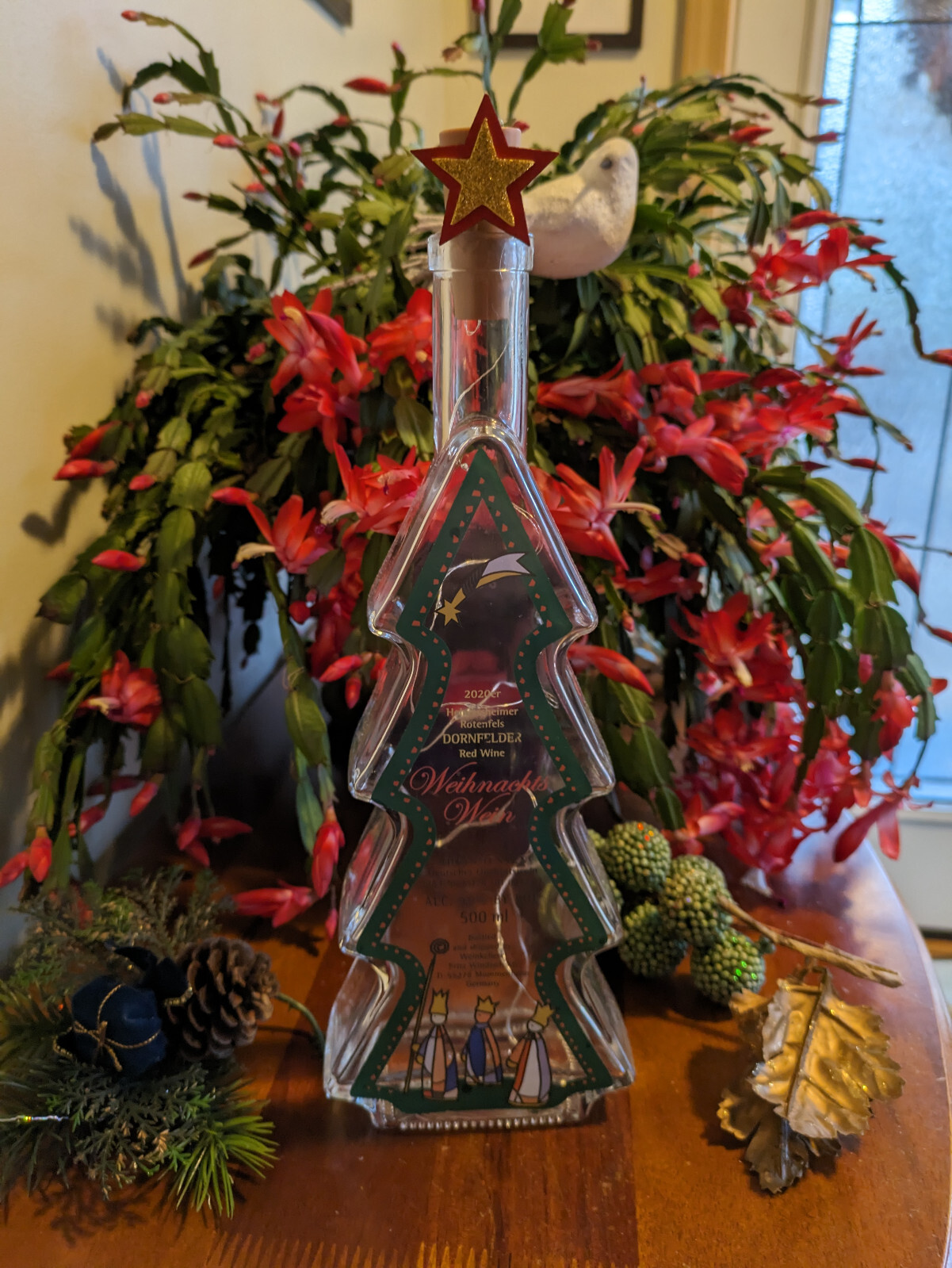 wine bottle lights Christmas holiday upcycled home decor unique gift handmade