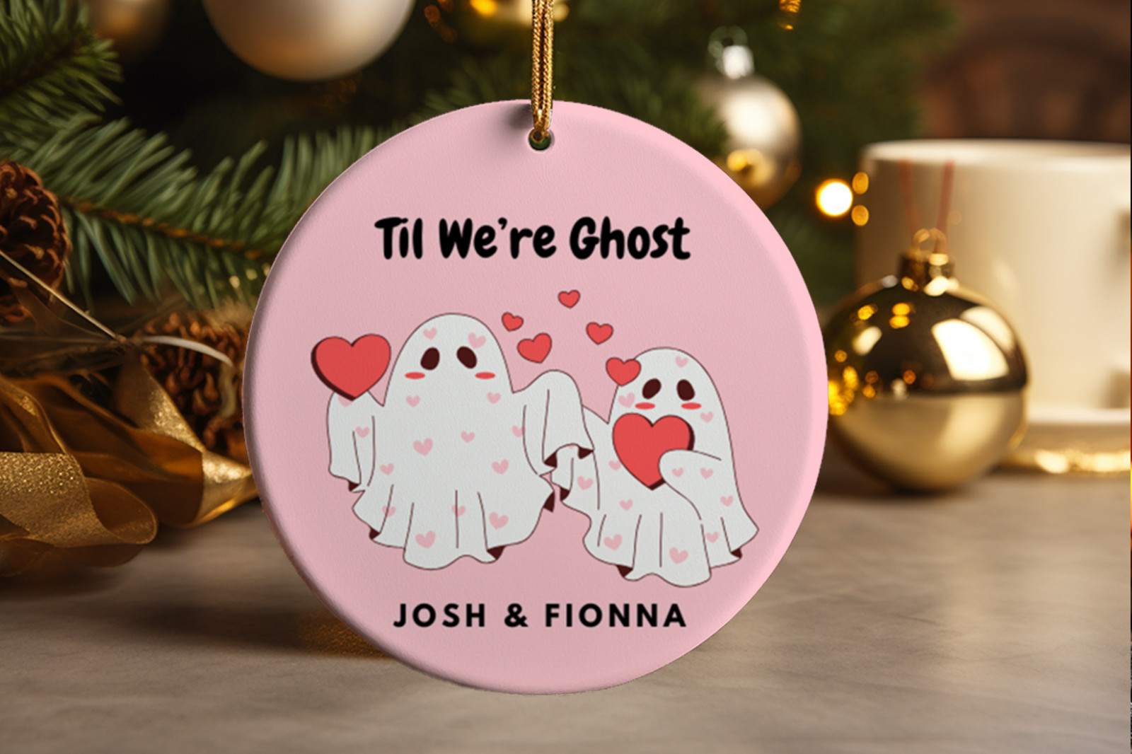 Cute 'I Love You' Ghost Ornament for Partner Unique Gift for Couples