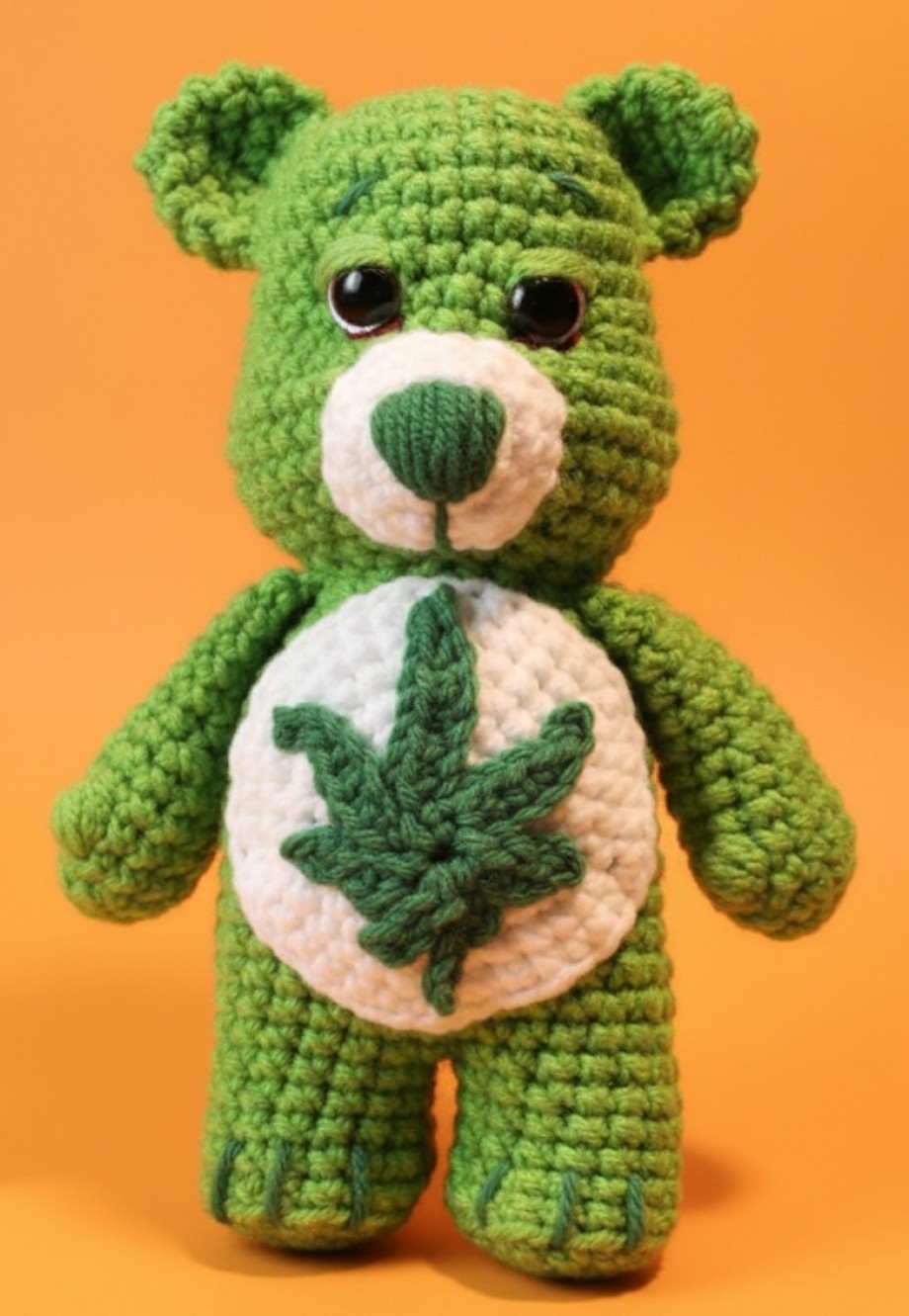Handmade Crochet Amigurumi Stoney Bear 420 Weed Bear 7 inches Unique Gift 