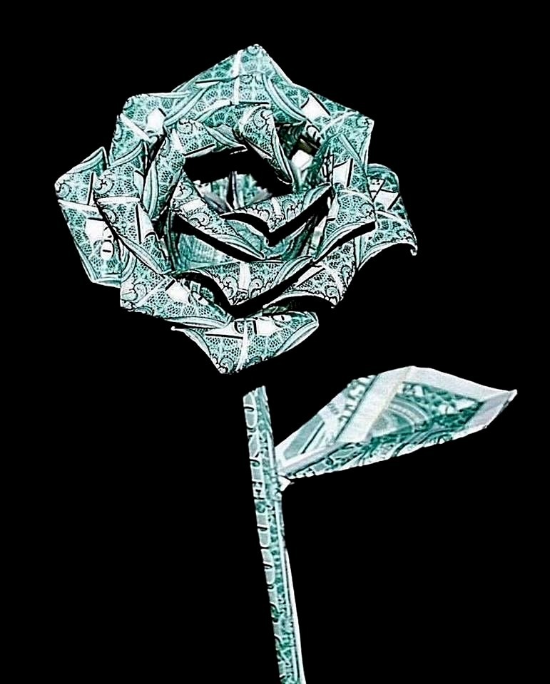 Money Rose Origami flower 10 real $1 bills Graduation holiday unique Gift Decor