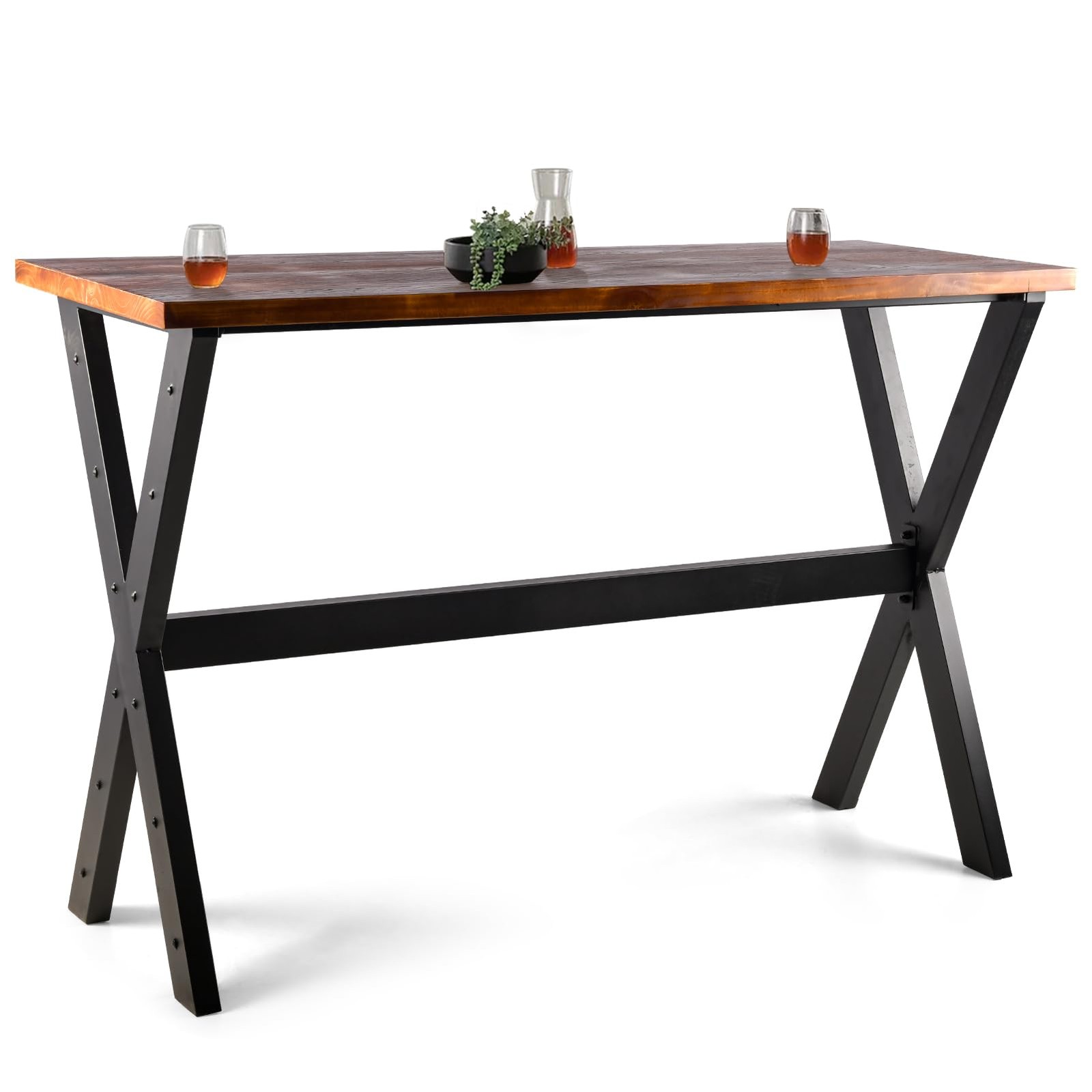 Bar Table, 47.24"L×41.33"H Bar Height Pub Table High Top Rectangular Sofa Con...