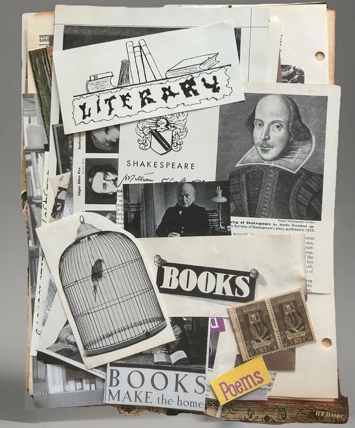 Book Lovers Literary Theme Bundle Lot of 70 Unique Items Ephemera Junk Journal