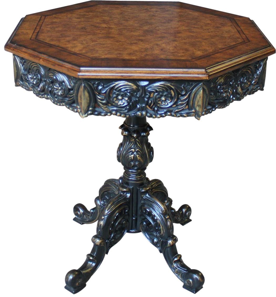 Luxurious French Style Burl Inlay Lamp Table