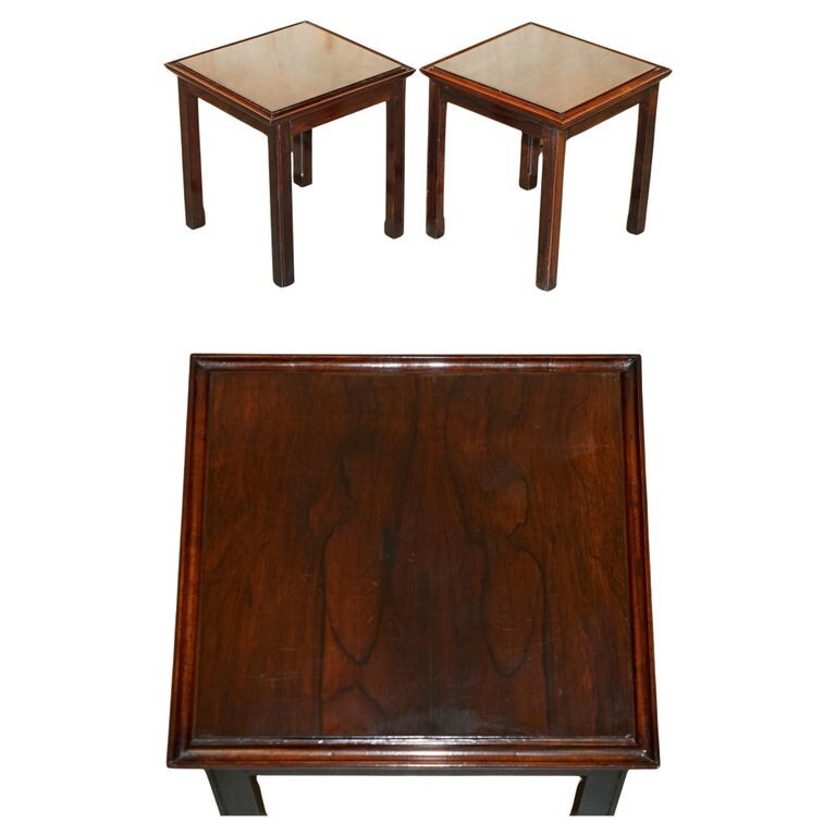 LUXURY PAIR OF SMALL MID CENTURY MODERN ROSEWOOD SIDE END LAMP WINE TABLES