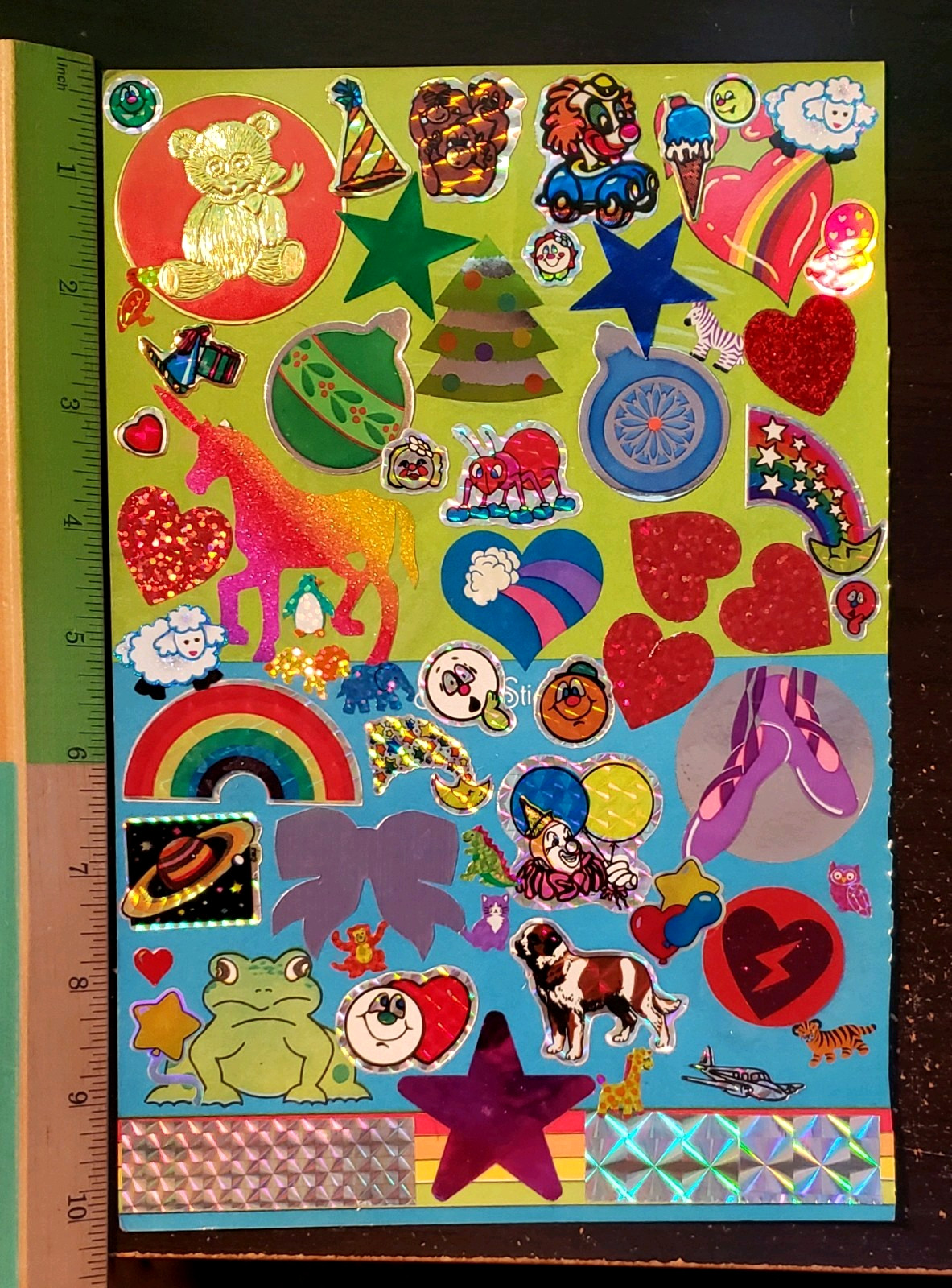 VINTAGE STUCK STICKERS 1 LARGE PAGE COLLECTOR'S ITEM ICONIC 80s 90s HEART KIDS 