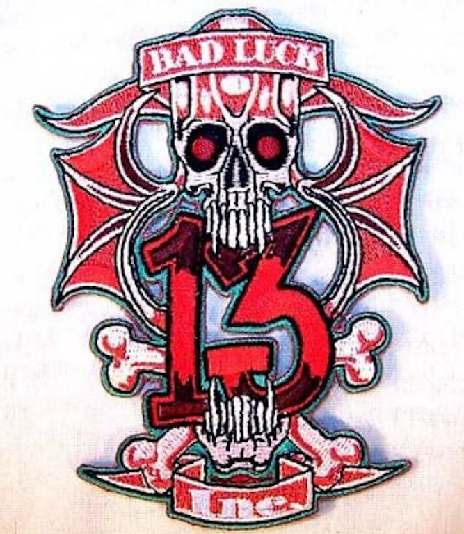 BAD LUCK 13 EMBRODIERED PATCH jacket biker 505 pot leaf marijunna novelty item 