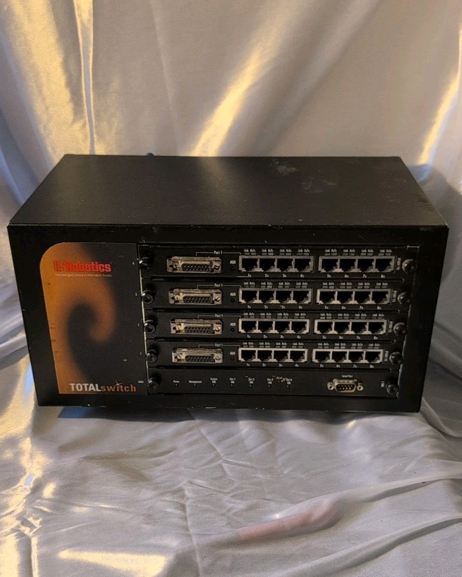U.S. Robotics Total Switch, Cards include: (1) NMC-1, (4) SLC-10BTx8 - USED