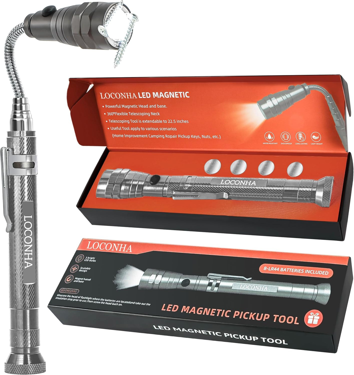 Magnetic Pickup Tool with LED Lights, Telescoping Magnet Flashlight, Cool Gadget