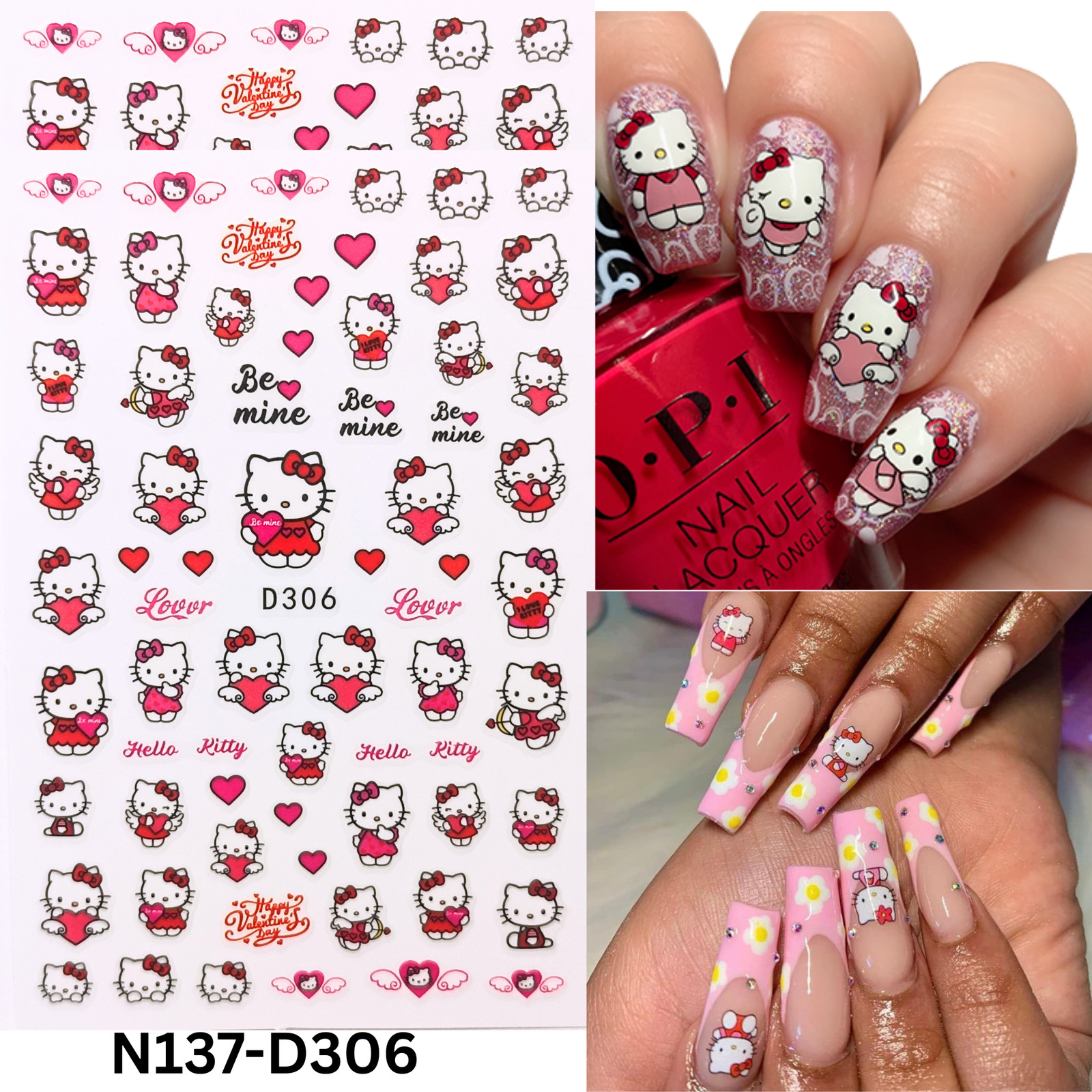 Cute Hello Kitty Nail Art Stickers – DIY Nail Decoration