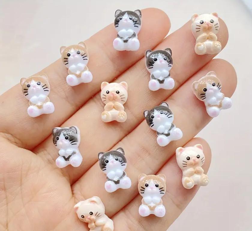 20 cute mini cartoon cat resin pendants DIY nail art scrapbook creative projects