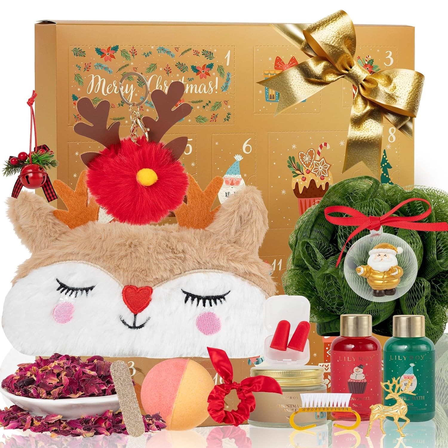 Merry Christmas Spa Gift Set - 16-Piece Luxury Bath & Body Essentials for Her