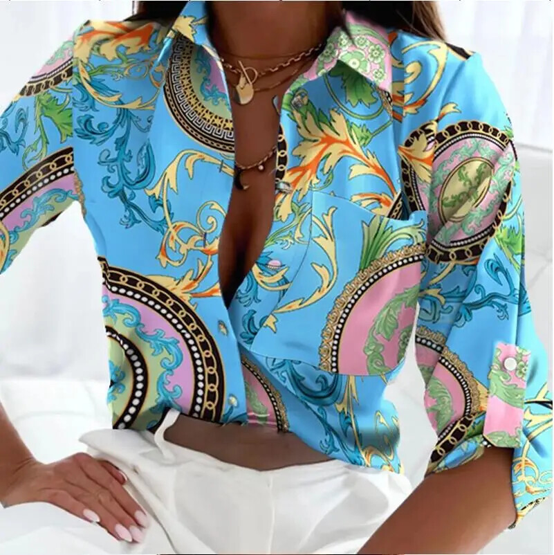 Casual New Long Sleeve Lapel Slim Tops Women Fashion Commute Chic Clothes Blusas