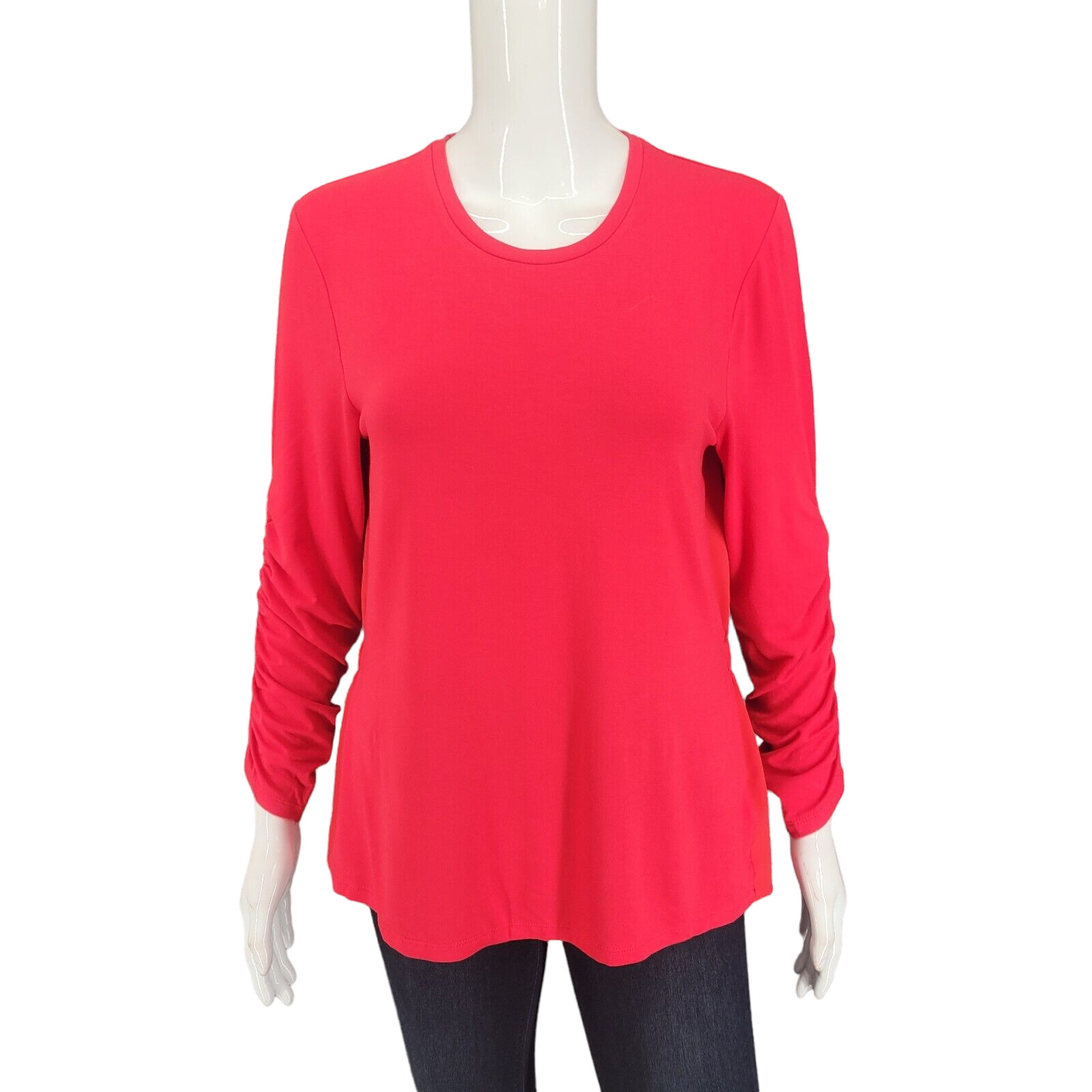 Truth Style Women's Top Small Sz Red Elastic Waist Modern Casual Tee Shirt