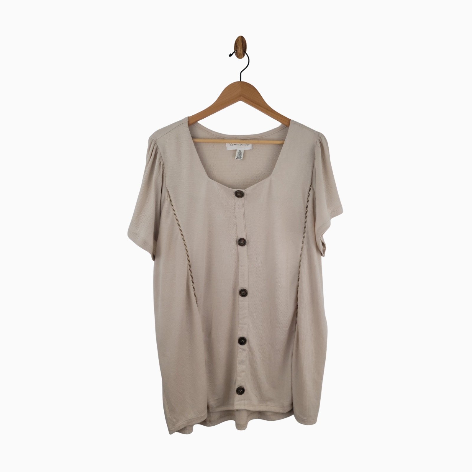 French Laundry Women’s Button-Front Style Top – Size 2X – Beige – NWT