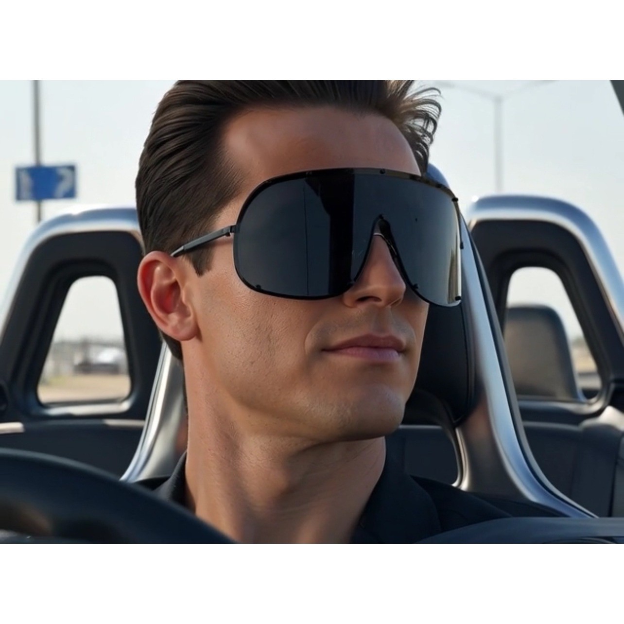 Oversized Shield Sunglasses Rivet Detail Trendy Fashion Statement Visor Shades